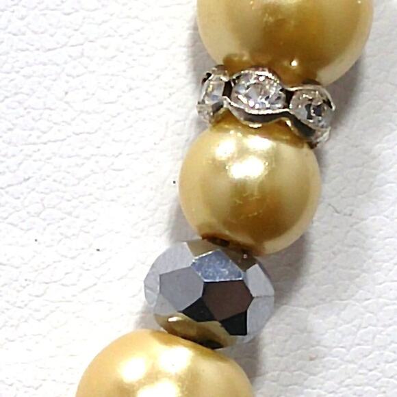 Artisan Gold Pearl Rhinestone Tassel Necklace 22” Vintage Inspired Jewelry - Picture 9 of 9